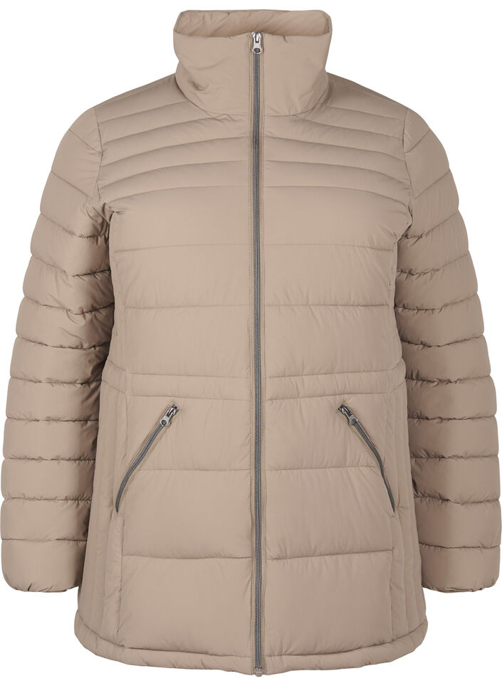 Short puffer jacket with pockets, Beige, Packshot image number 0