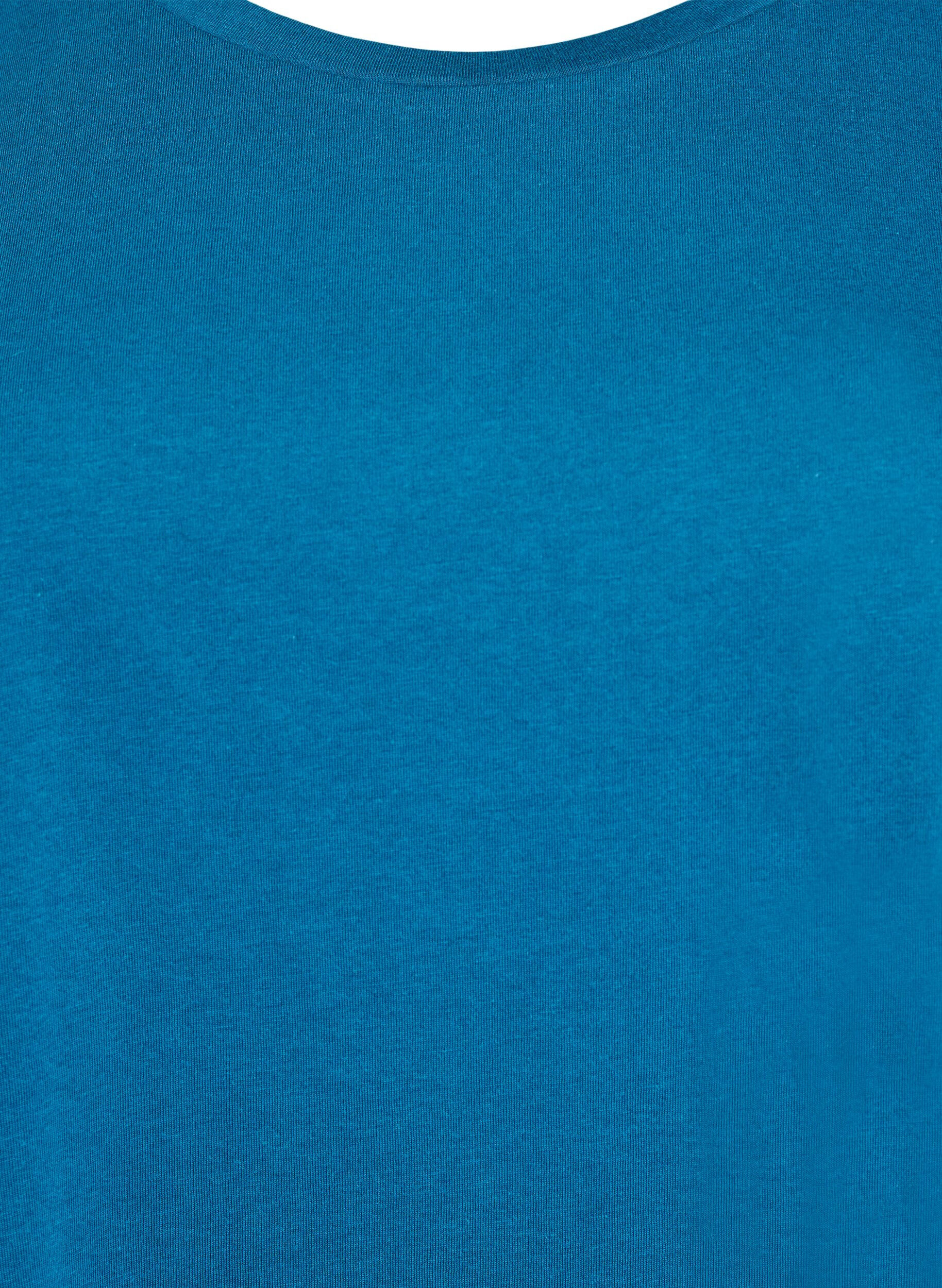 ZizzifashionShort sleeved cotton blend t-shirt, Petrol, Packshot image number 2