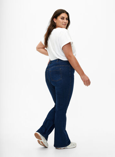 High-waisted Ellen bootcut jeans, Dark Blue, Model image number 1