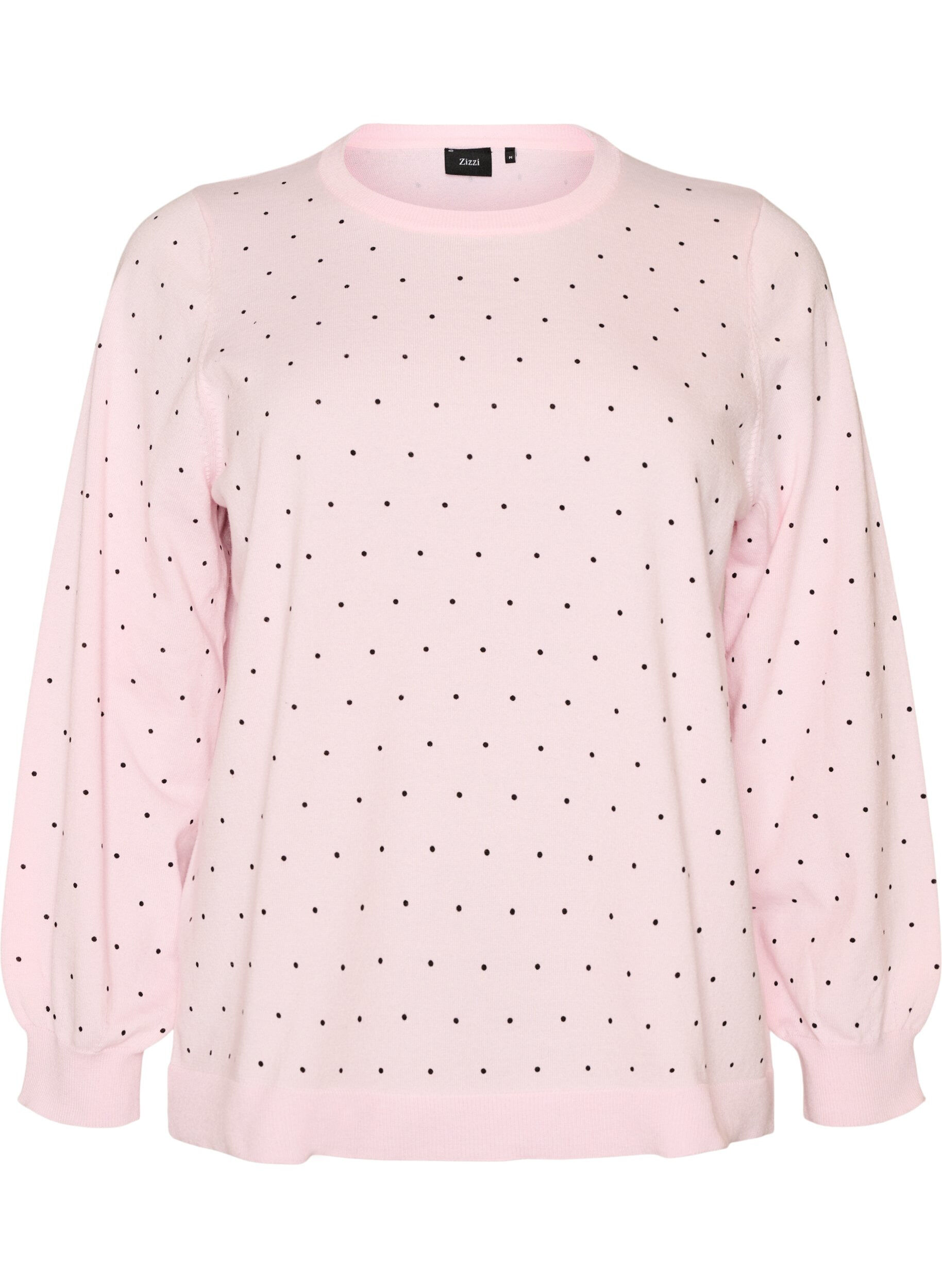 ZizzifashionKnitted blouse with small polka dots, Pink, Packshot image number 0