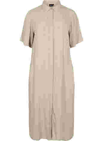 Short-sleeved shirt dress in viscose