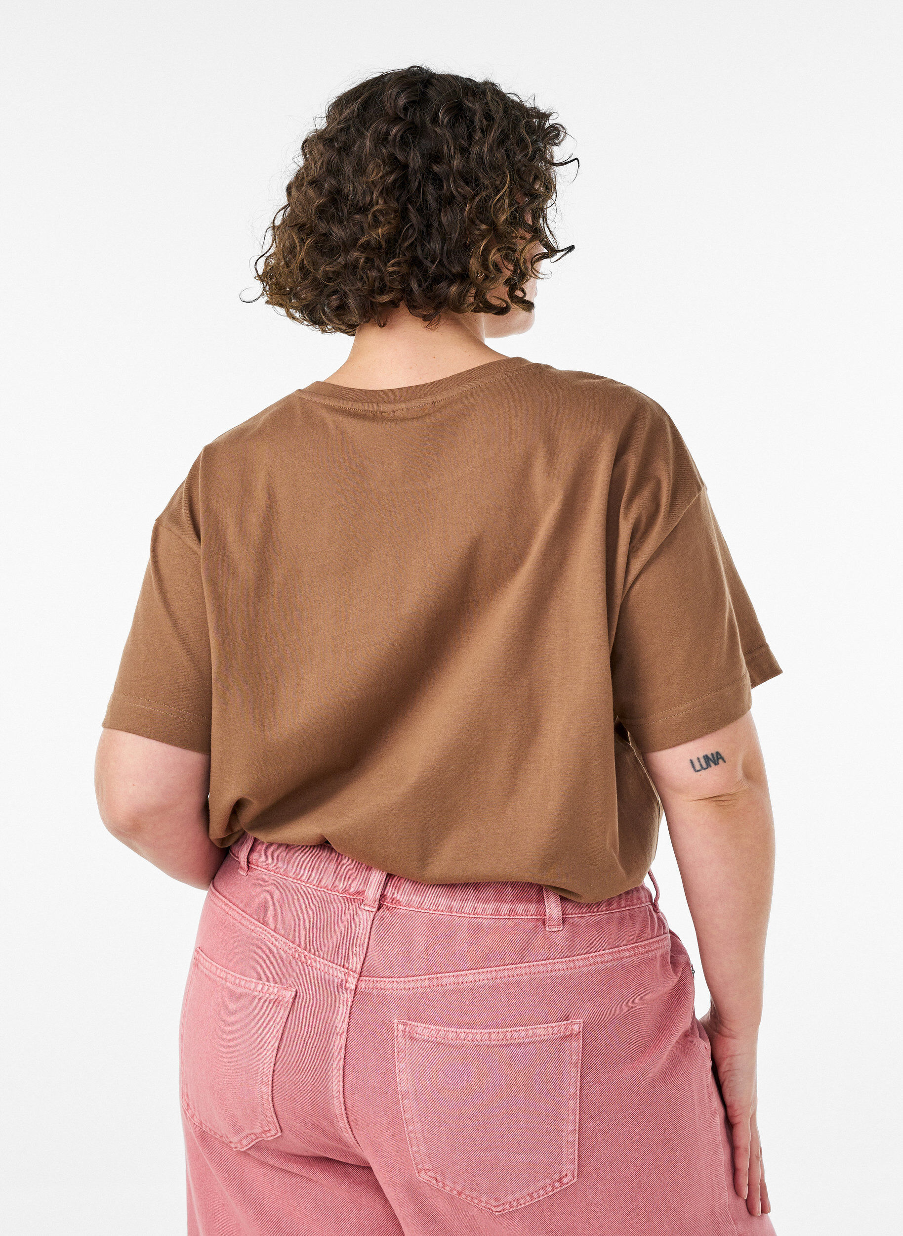Zizzifashion100% cotton T-shirt with short sleeves and print, Brown, Model image number 2