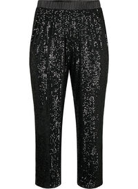 Sequin trousers with elastic waistband