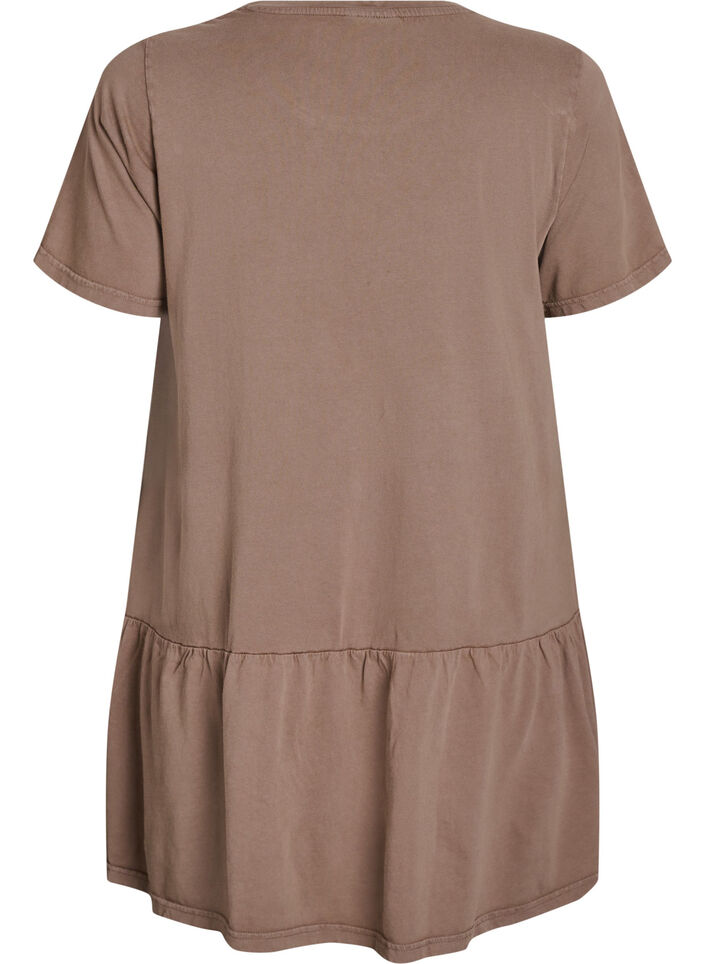 Short A-line dress with a washed look, Brown, Packshot image number 1