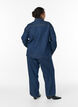 Wide leg jeans with tie belt and high waist, Blue, Model image number 1