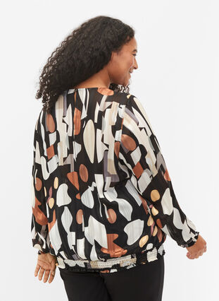 Printed top with smock, Graphic AOP, Model image number 1
