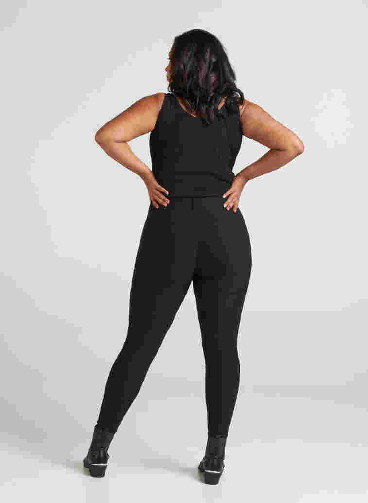 Close-fitting trousers with zip details, Black, Model image number 0