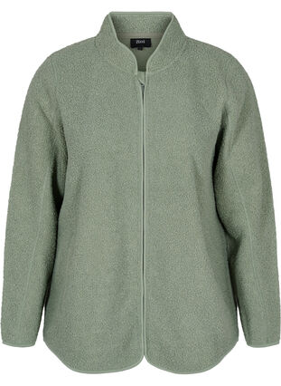 Short teddy jacket with pockets, Agave Green, Packshot image number 0