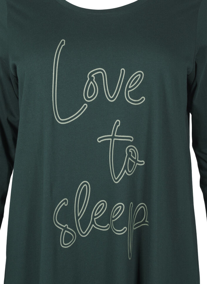 Long-sleeved nightgown in organic cotton, Green, Packshot image number 2