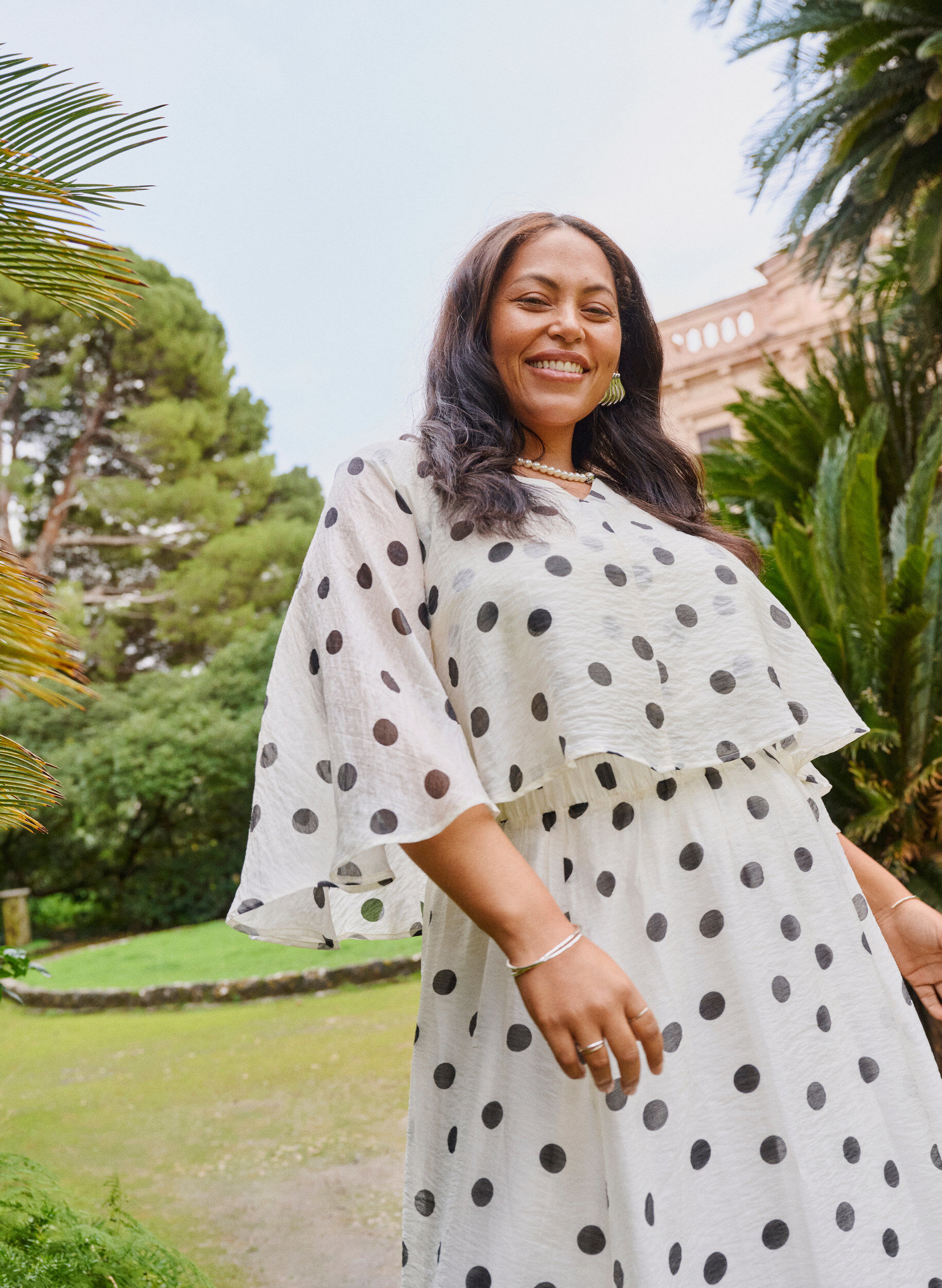 Zizzifashion Layered top with polka dot pattern, Vanilla, Image image number 0