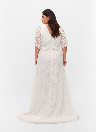 Lace wedding dress with slits, Star White, Model image number 2