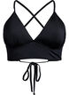 Bikini top with removable pads and back tie, Black, Packshot image number 0