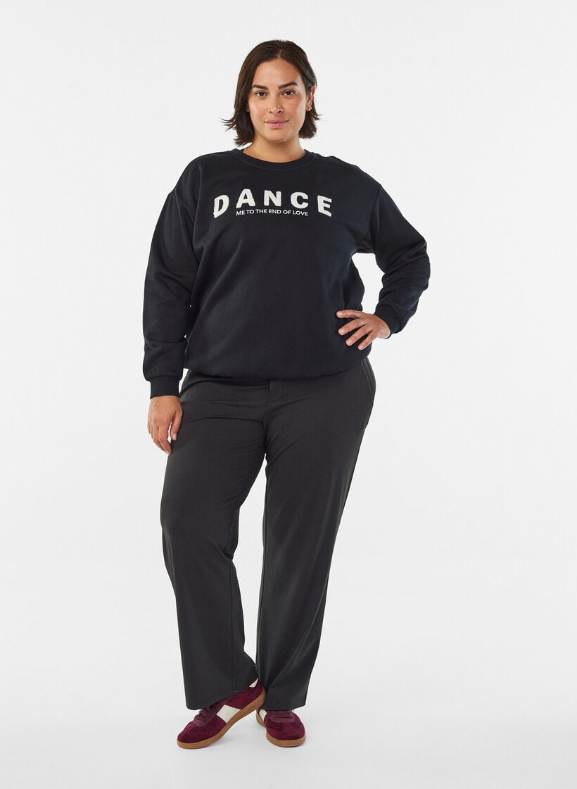 Sweatshirt with terry text, Black, Model image number 1