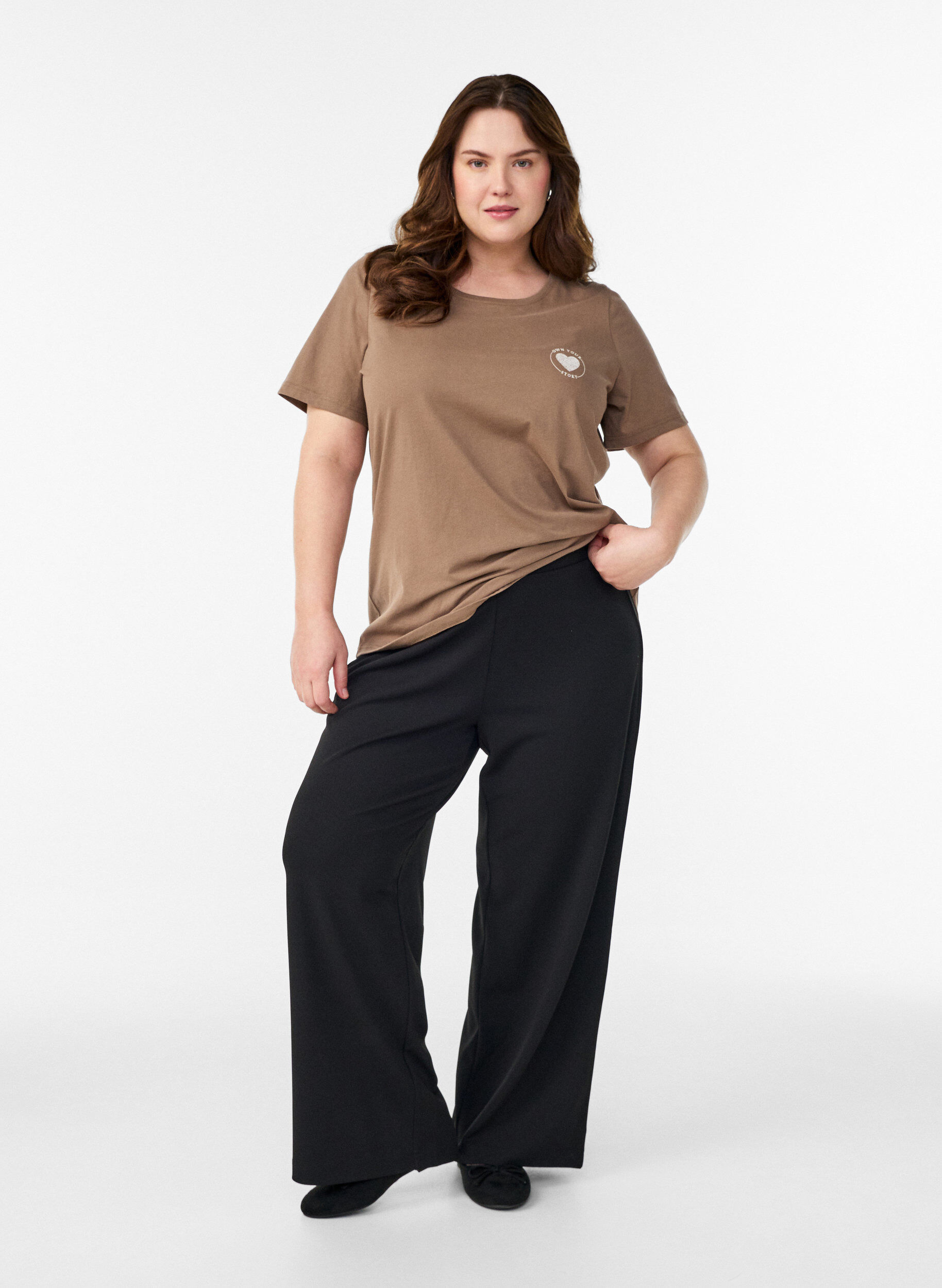 ZizzifashionT-shirt with motif, Brown, Model image number 1