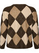 Knitted top with argyle pattern and rhinestones, Brown, Packshot image number 1