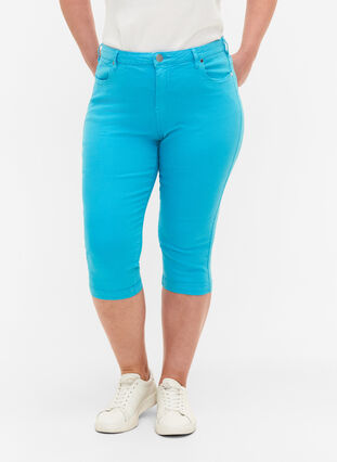 Close-fitting Emily capri trousers, River Blue, Model image number 2