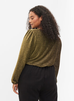 Top with glitter and long sleeves, Black Gold, Model image number 1