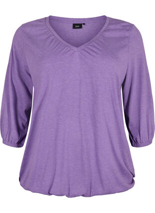 Melange blouse with v-neckline, Deep Lavender Mél, Packshot image number 0