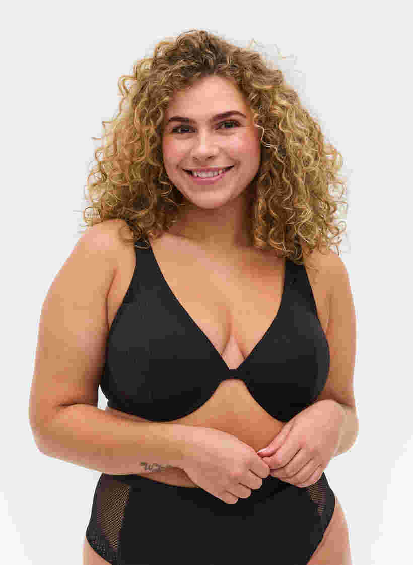 Slightly textured underwire bra, Black, Model image number 0