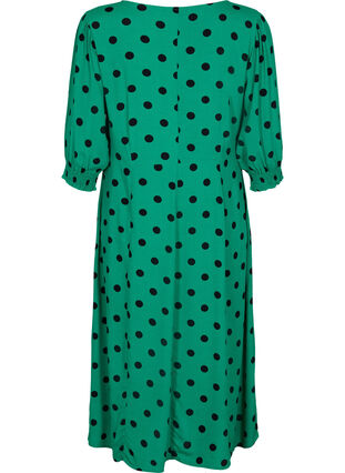 Polka dot viscose midi dress, Jolly Green Dot AOP, Packshot image number 1