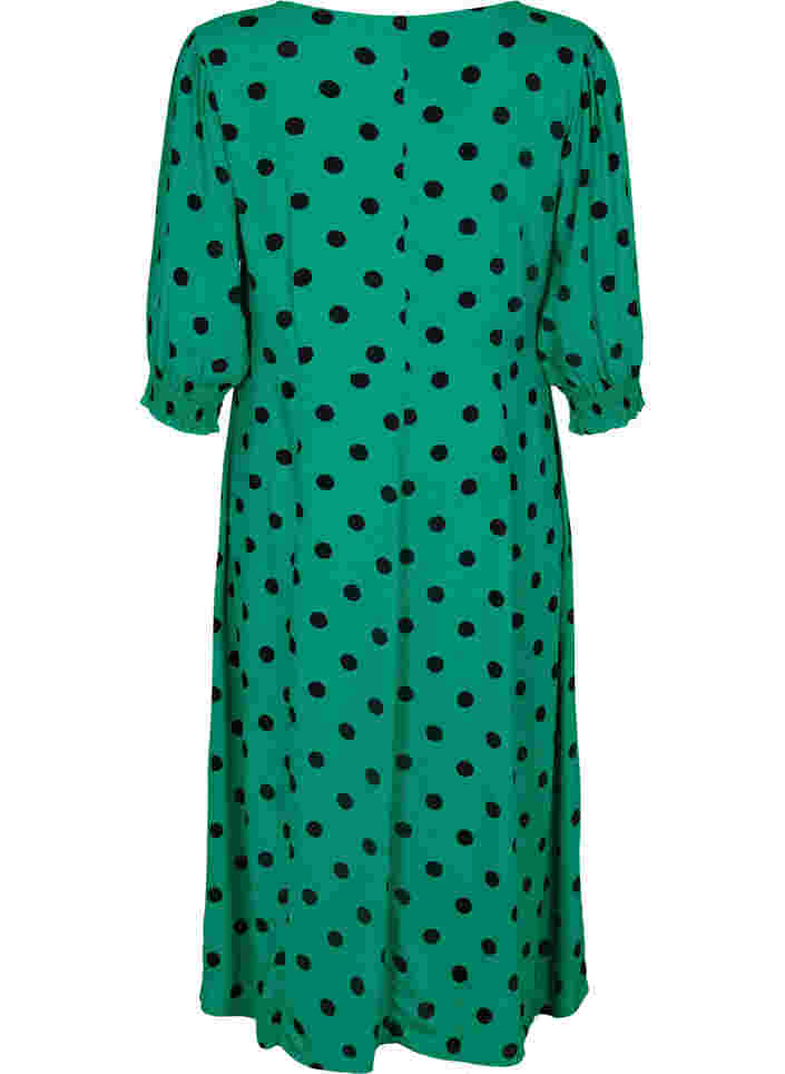 Polka dot viscose midi dress, Jolly Green Dot AOP, Packshot image number 1