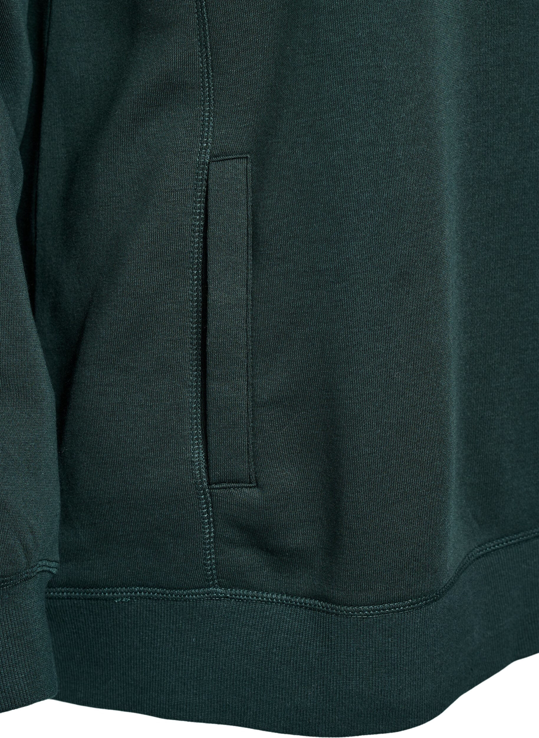 Zizzifashion Sweatshirt with high collar and pockets, Green, Packshot image number 3