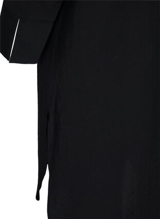 Shirt dress with binding detail and slit, Black, Packshot image number 3