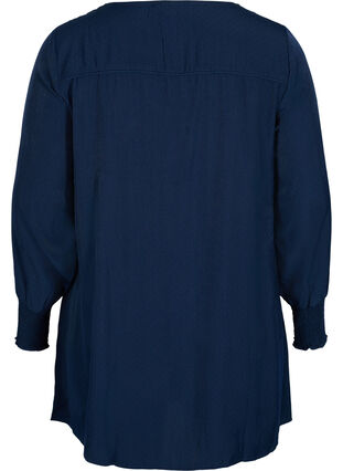 Long-sleeved tunic with smock detail, Navy Blazer, Packshot image number 1