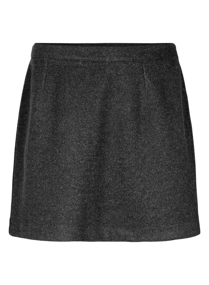 Short skirt with a-cut, Dark Grey Melange, Packshot image number 0