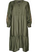 Viscose dress with embroidery and tiered ruffles, Green, Packshot image number 0