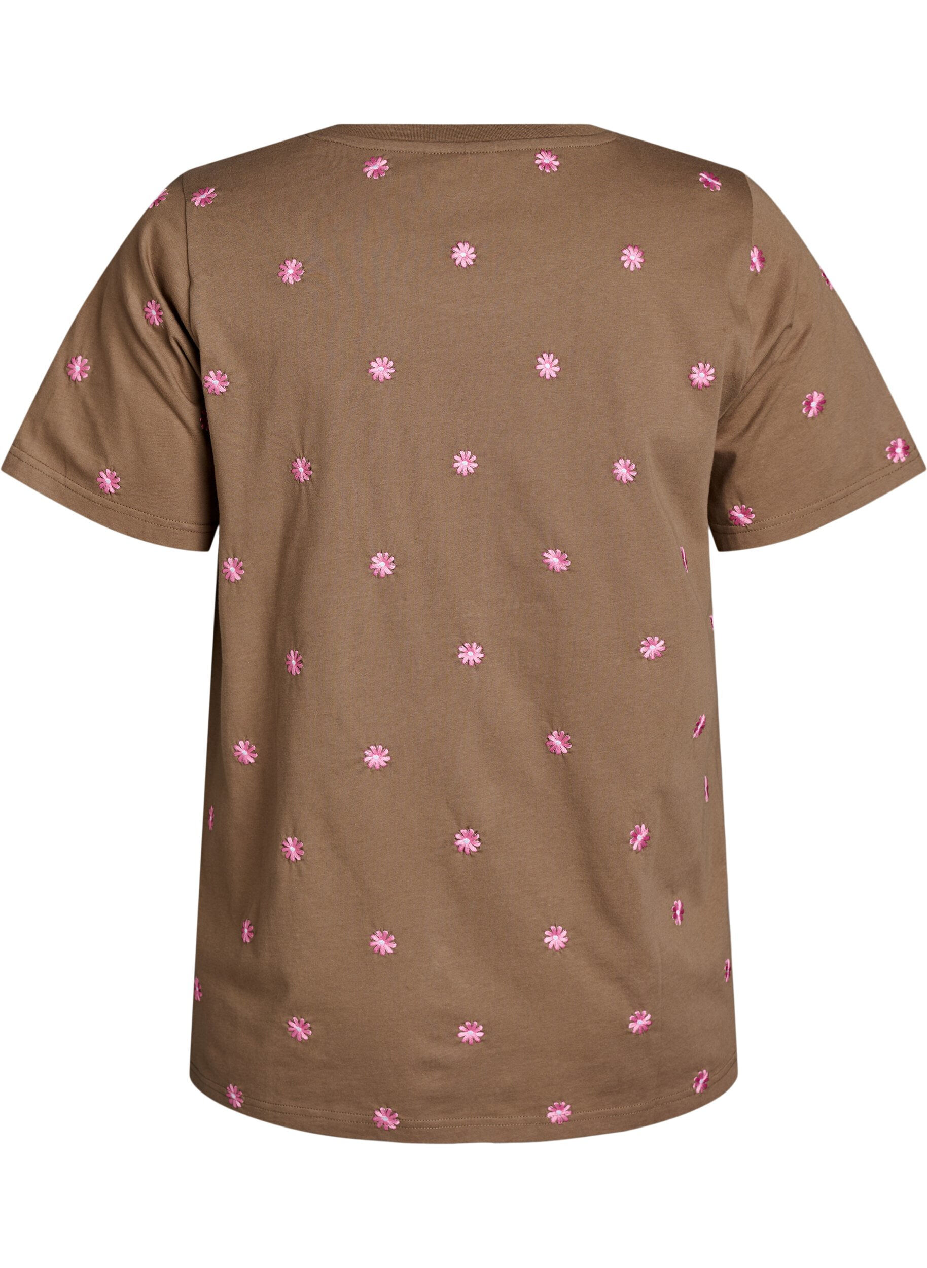 ZizzifashionT-shirt in organic cotton with embroidered motifs, Brown, Packshot image number 1