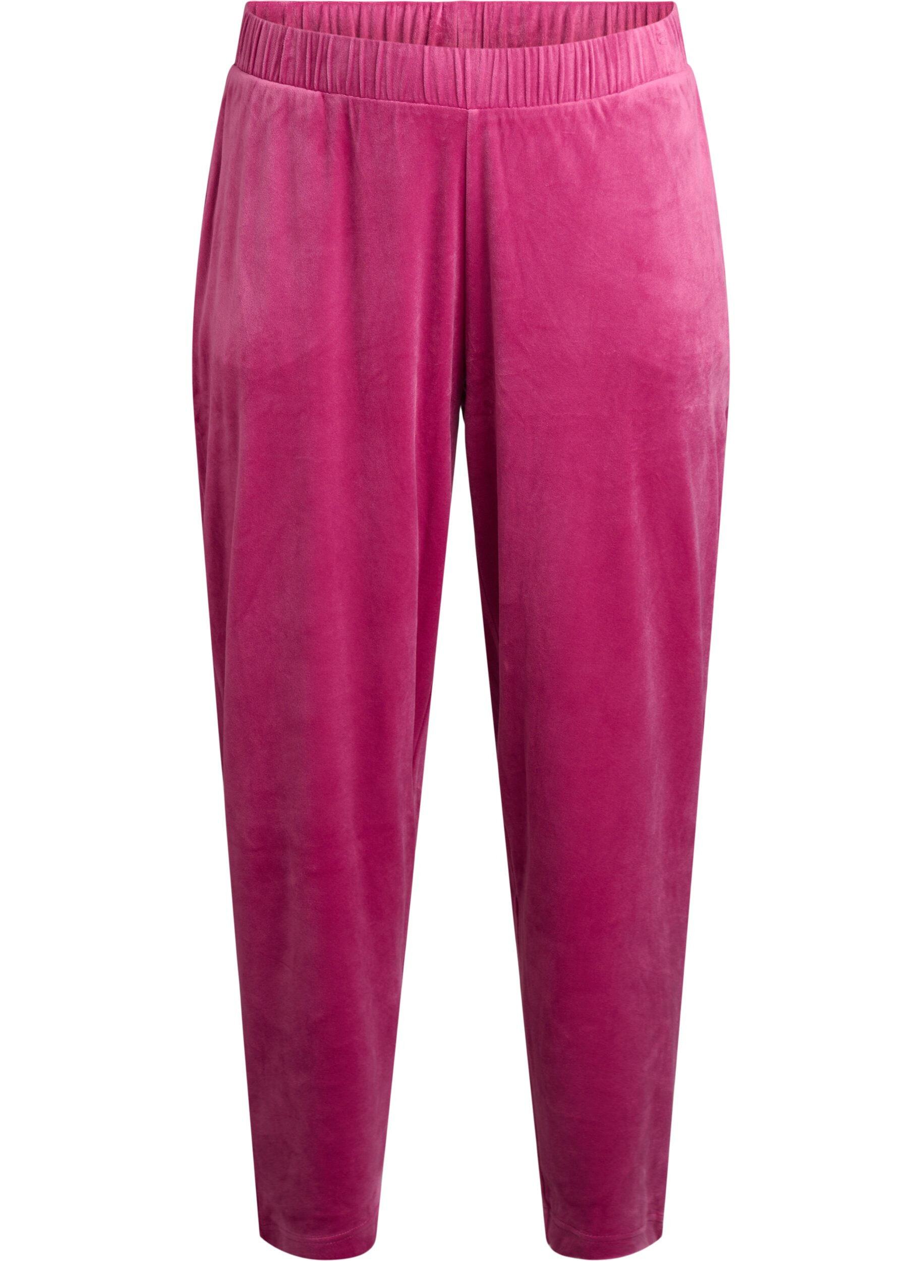 Zizzifashion Velour trousers with pockets, Boysenberry, Packshot image number 0