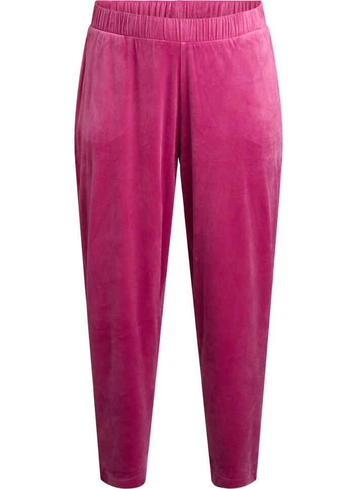 Velour trousers with pockets, Boysenberry, Packshot image number 0