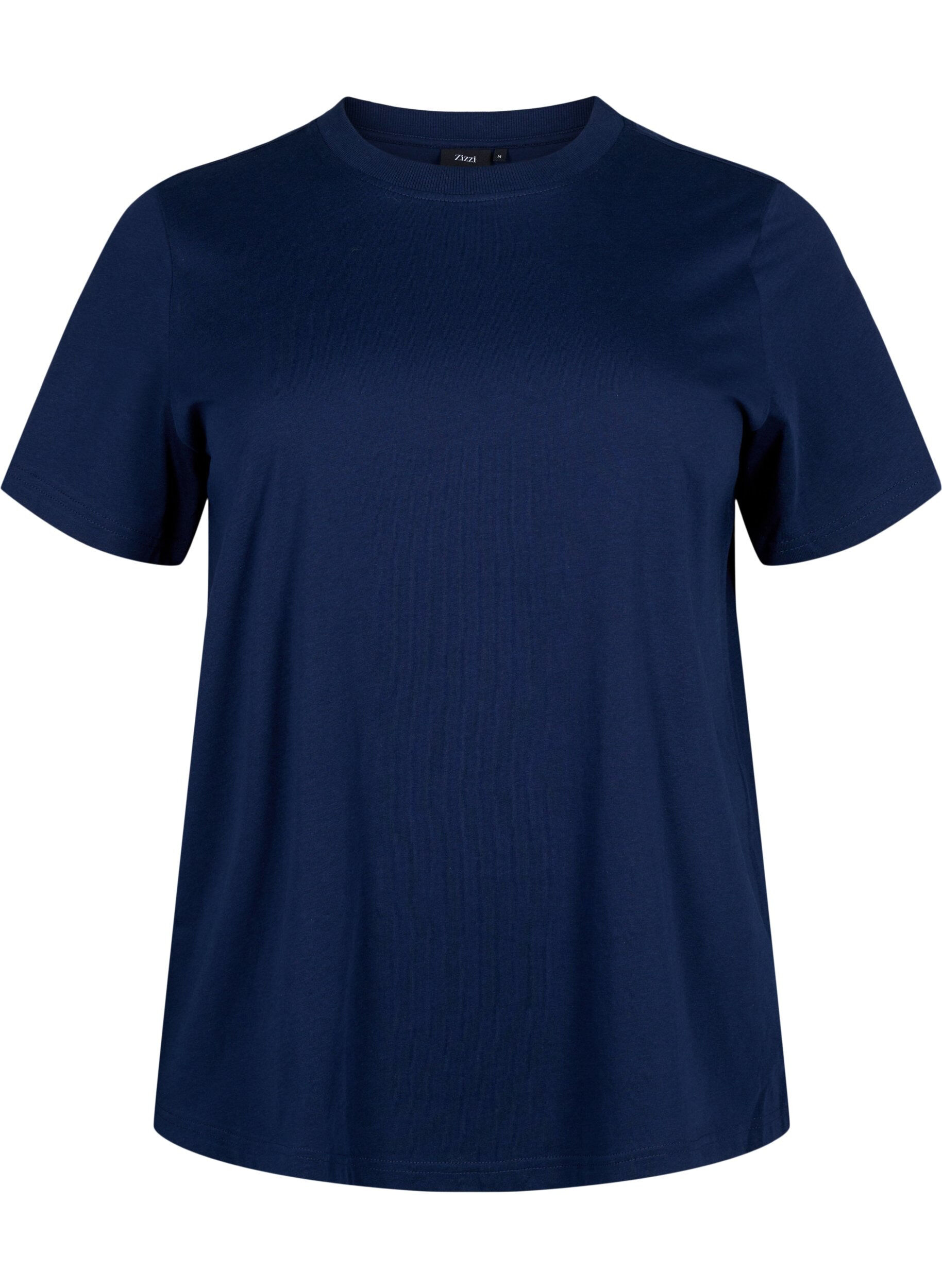 Zizzifashion Basic cotton T-shirt with round neck, Blue, Packshot image number 0