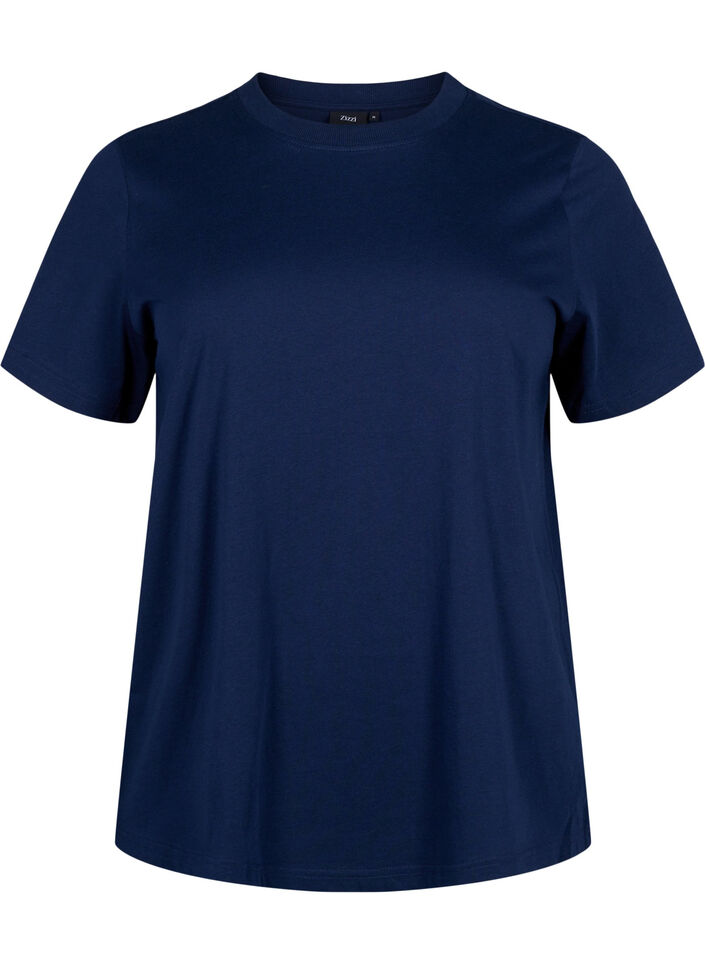 Basic cotton T-shirt with round neck, Blue, Packshot image number 0