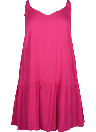 Viscose summer dress with straps, Raspberry Sorbet, Packshot image number 0