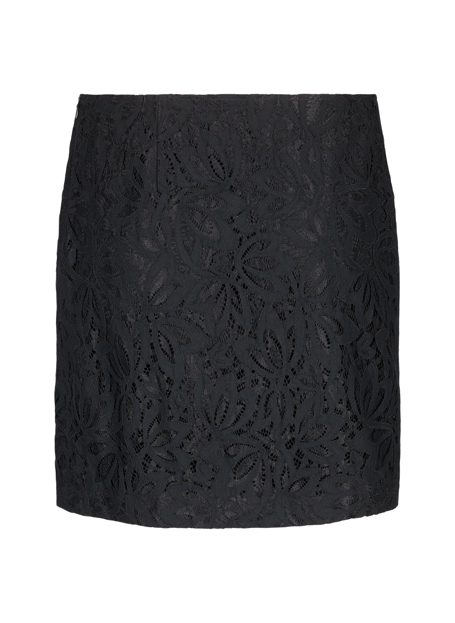 Zizzifashion Short lace skirt, Black, Packshot image number 1