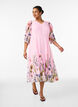 Midi dress with an empire line and floral print, Pink, Model image number 1