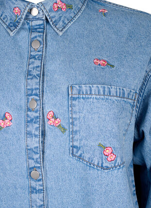 Denim shirt with embroidered flowers, L.B.D.Flower AOP, Packshot image number 2