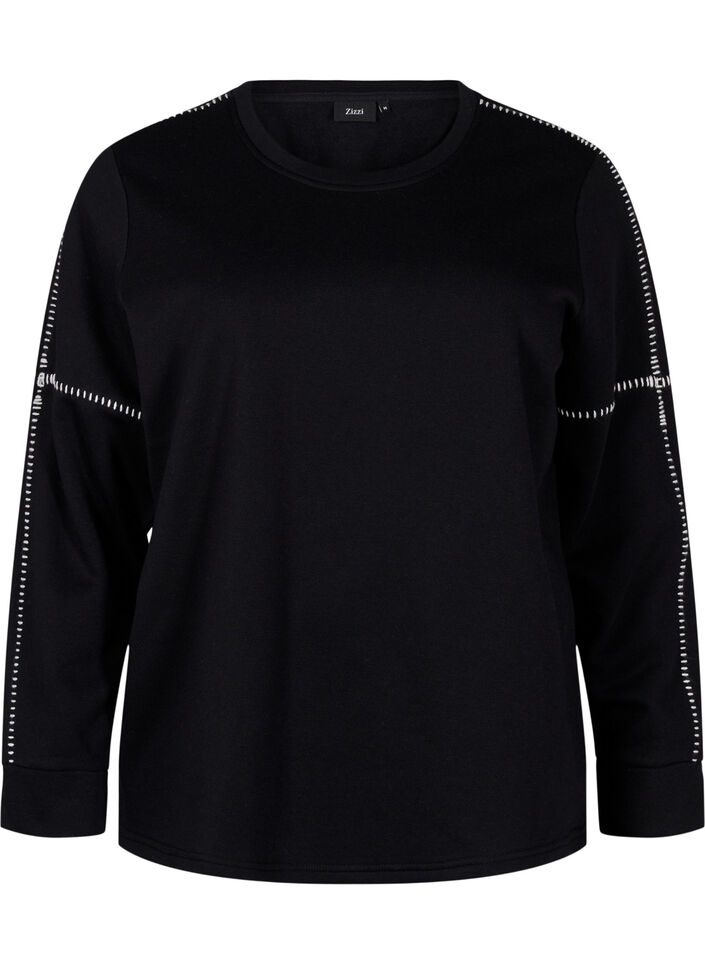 Sweatshirt with contrast stitching, Black, Packshot image number 0