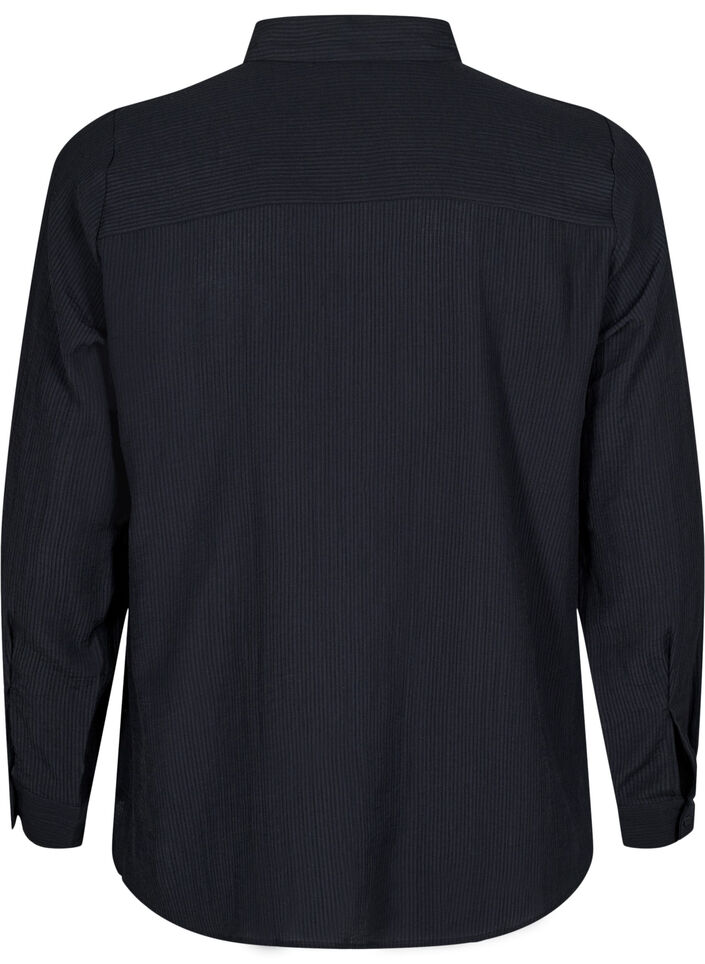 Shirt with a striped texture, Black, Packshot image number 1