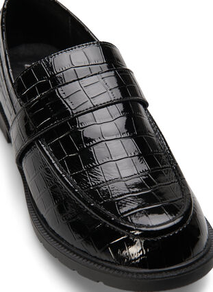 Wide fit croco loafers in leather, Black, Packshot image number 3