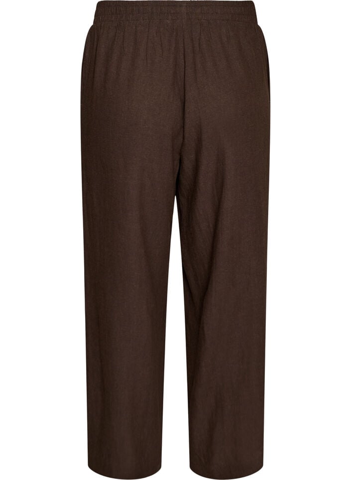 Wide-leg linen and viscose trousers, Brown, Packshot