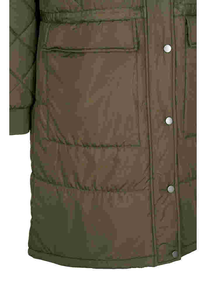 Quilted jacket with hood and adjustable waist, Forest Night, Packshot image number 3