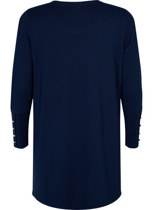 Tunic with long sleeves and button details, Navy Blazer, Packshot image number 1