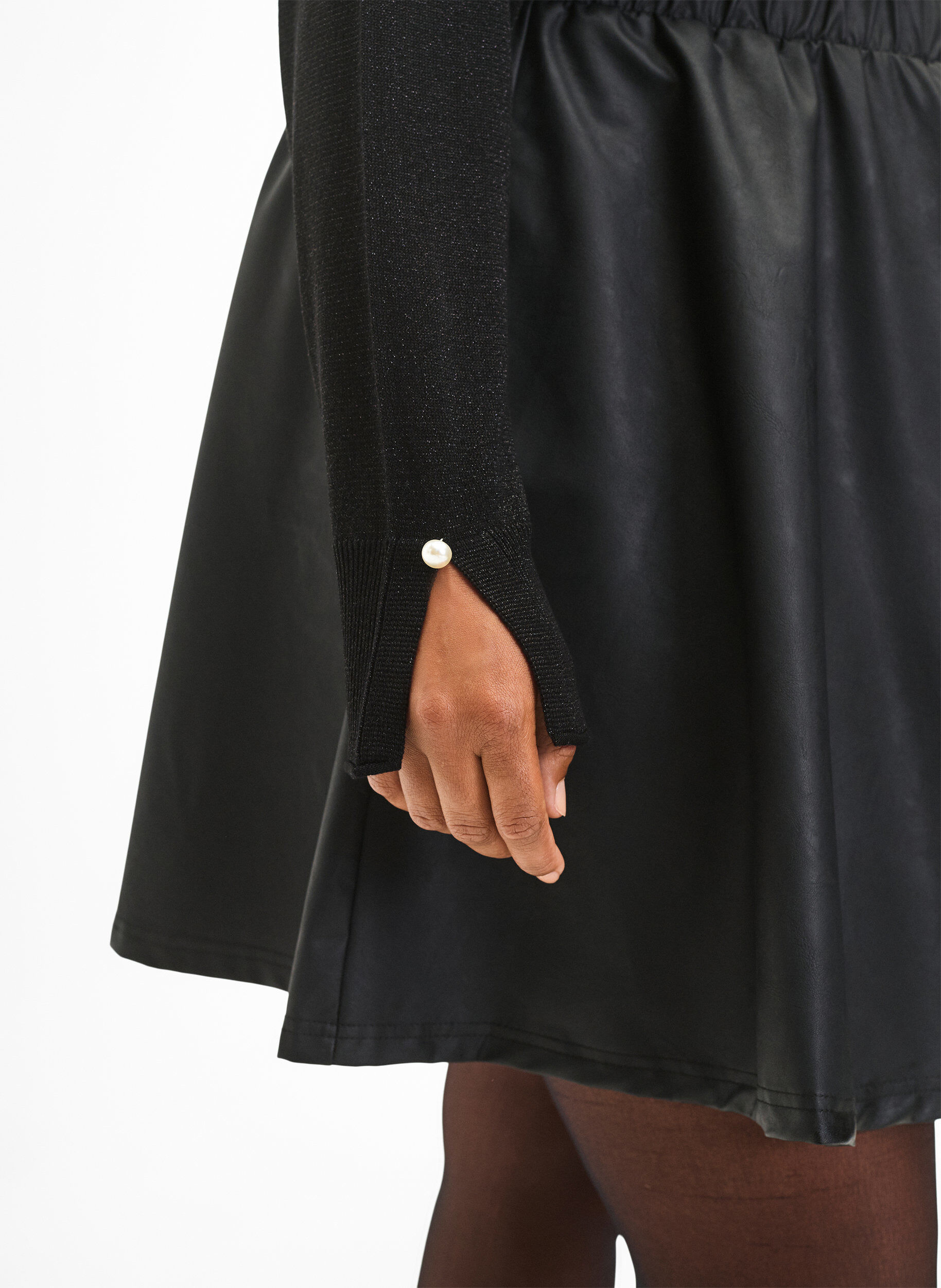 Zizzifashion Viscose knit blouse with glitter, Black w. DTM Lurex, Model image number 2