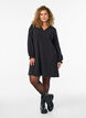 Short cotton dress with V-neck, Black, Model image number 1