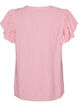 Viscose and linen blouse with ruffle sleeves, Pink, Packshot image number 1