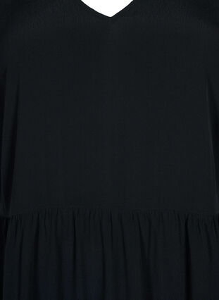 Single colored viscose tunic with short sleeves, Black, Packshot image number 2