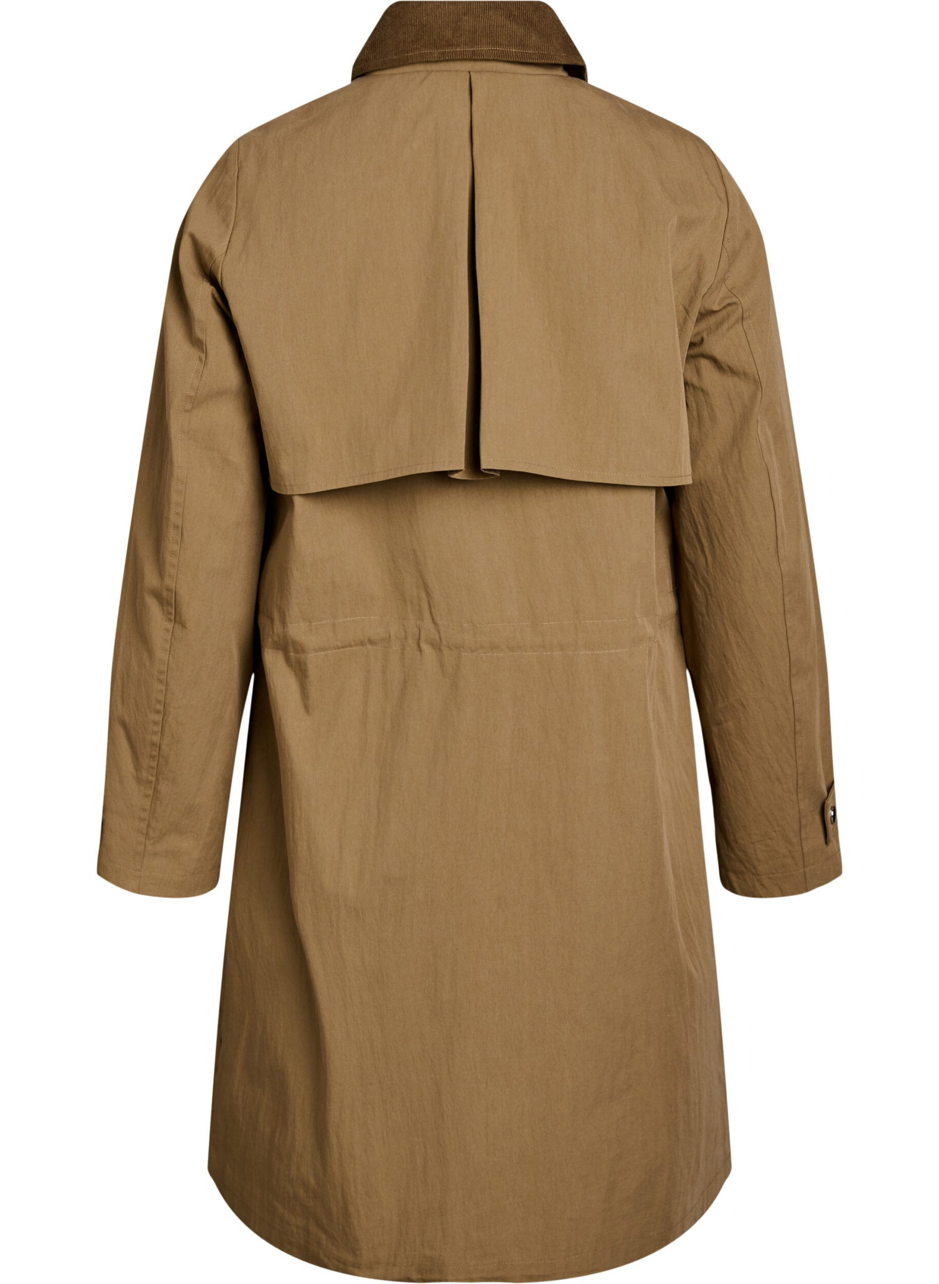 Zizzifashion Long spring parka with corduroy collar, Brown, Packshot image number 1